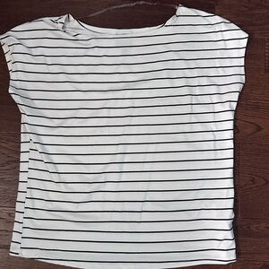 Bobeau White and Black Cap Sleeve Boxy Tee
